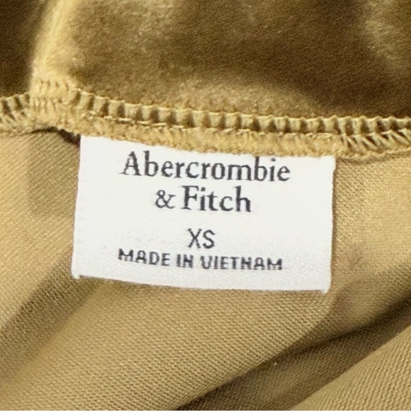 Abercrombie & Fitch XS GOLD/Green Asymmetrical Shoulder Ruched Long Sleeve Top - Picture 11 of 12